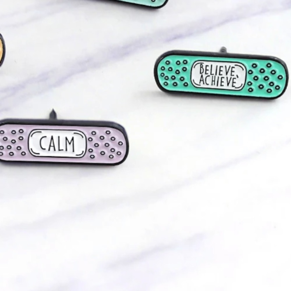 1 LEFT‼️ 2pcs Mental Health Self Care Bandaid Enamel Pins Set - Picture 6 of 12